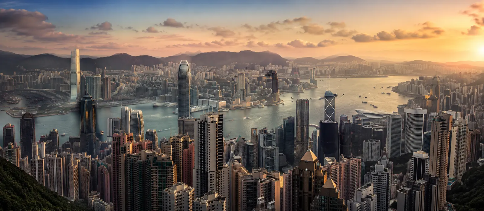 Hong Kong skyline and dense urban landscape